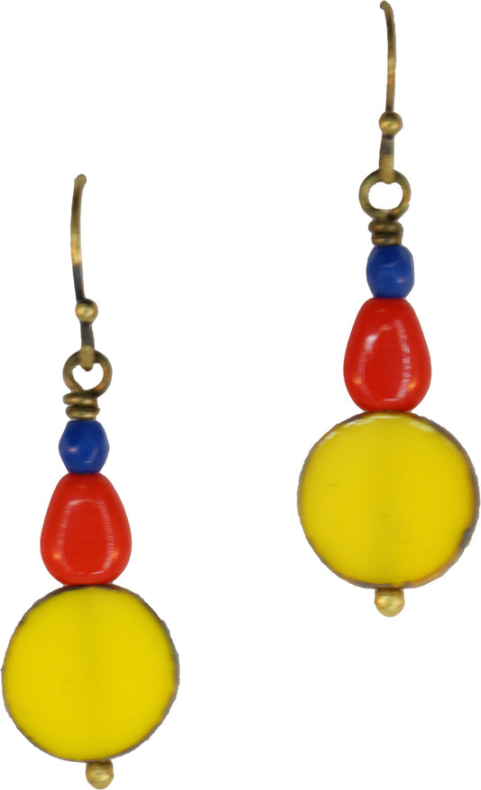 Earrings: Bits of Bliss: Yellow Disk: Antique Brass Hook (Qty. 1 Pair)