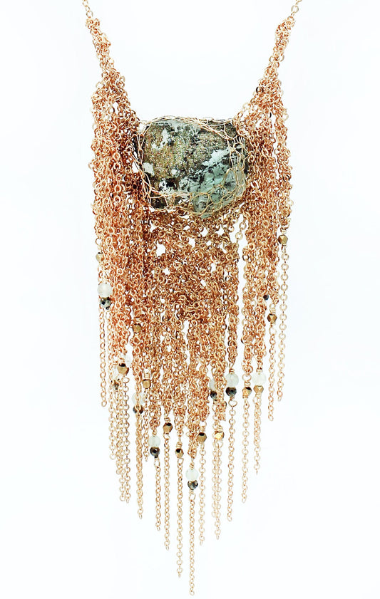 Necklace: OOAK: brass/gold: large: artist’s choice druzy crystal