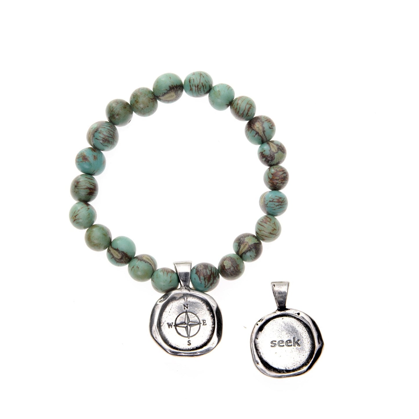 Tiger Aqua Acai Seeds of Life Bracelet with Wax Seal - Whitney Howard Designs