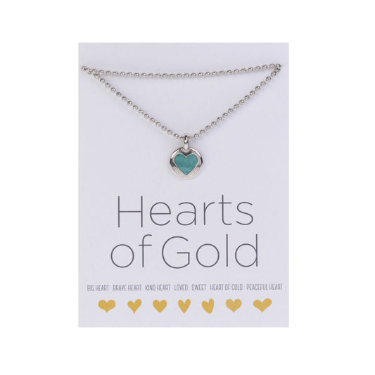 Hearts of Gold Necklace   18&quot; Silver Ball Chain with Silver Kind Heart Charm