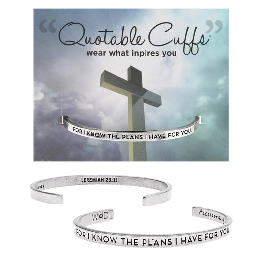 For I Know The Plans Quotable Cuff Bracelet on Cross Backer Card