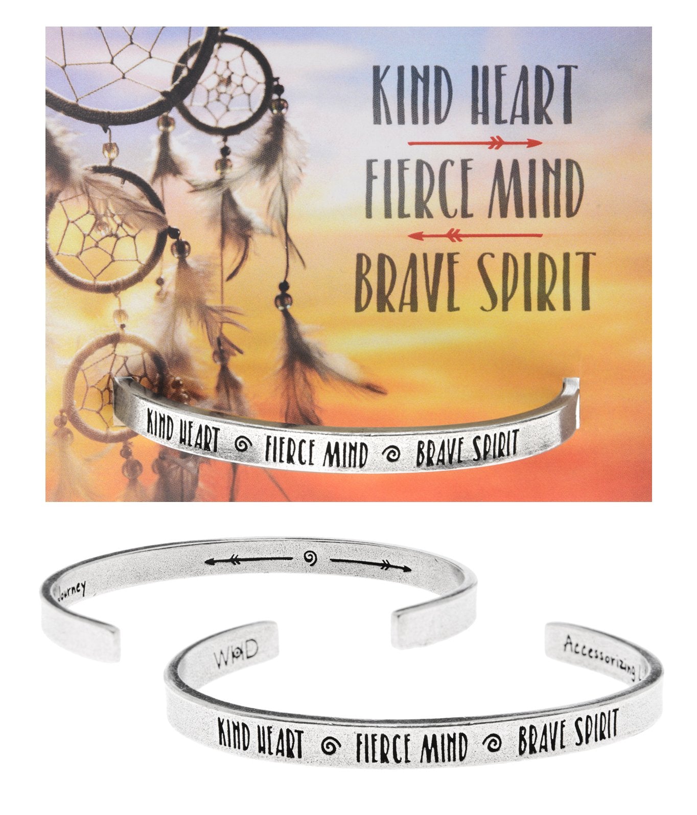 &quot;Kind Heart Fierce Mind Brave Spirit&quot; Quotable Cuff on Kind Heart Backer Card