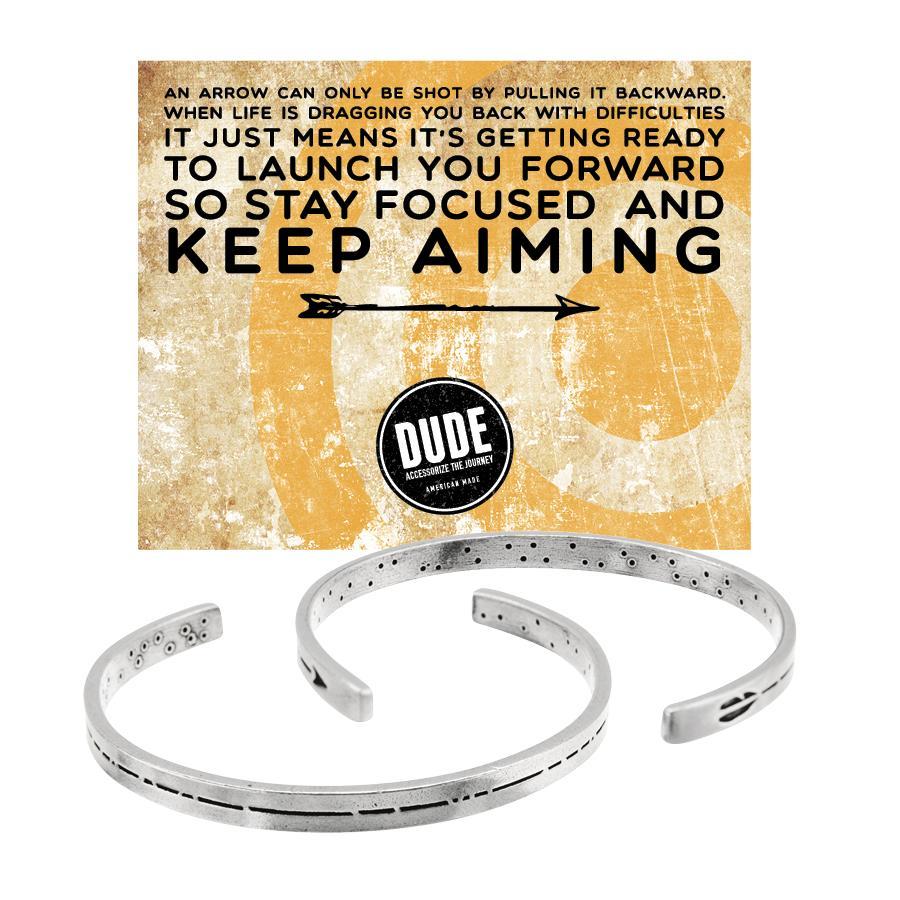 &quot;Arrow&quot; DUDE Cuff with Keep Aiming Backer Card