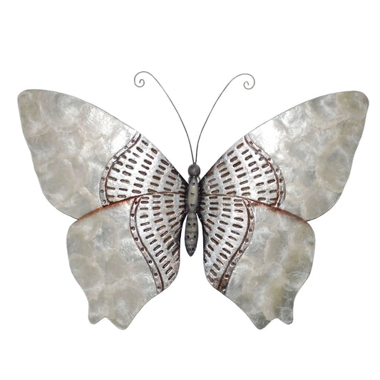 Butterfly Wall Decor Silver With Rust Dashes