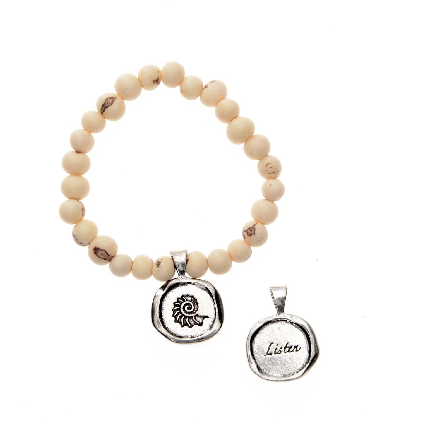 Acai Seeds Of Life Bracelet with Wax Seal - White