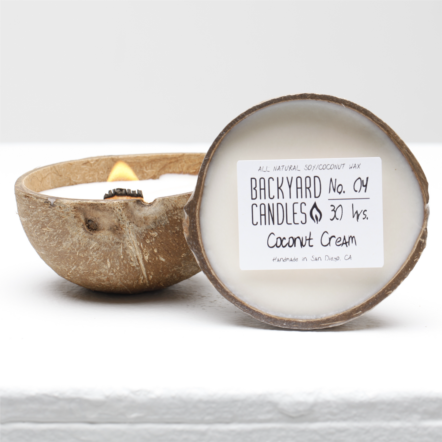 Outdoor Candle: Coconut Shell: 7oz: Wood Wick