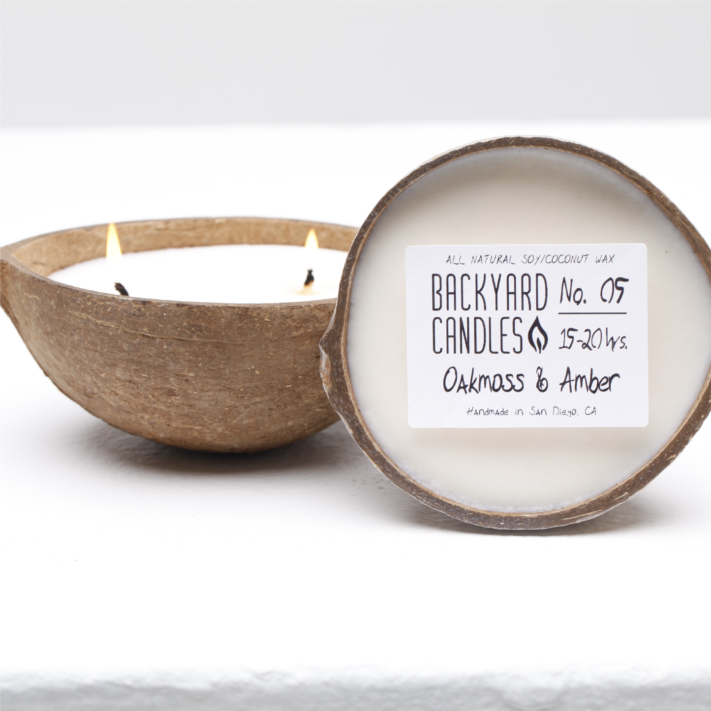 Outdoor Candle: Coconut Shell: 8oz: Double Cotton Wick