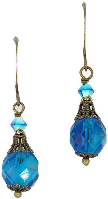 Earrings: Grand Bits of Bliss: Capri Blue: Antique Brass Hook (Qty. 1 Pair)