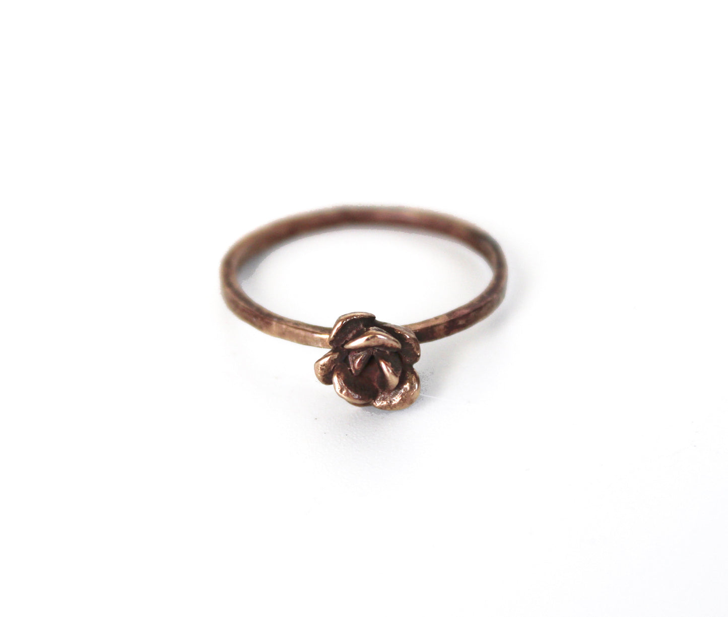 Ring: Small rose: ancient bronze: size 5