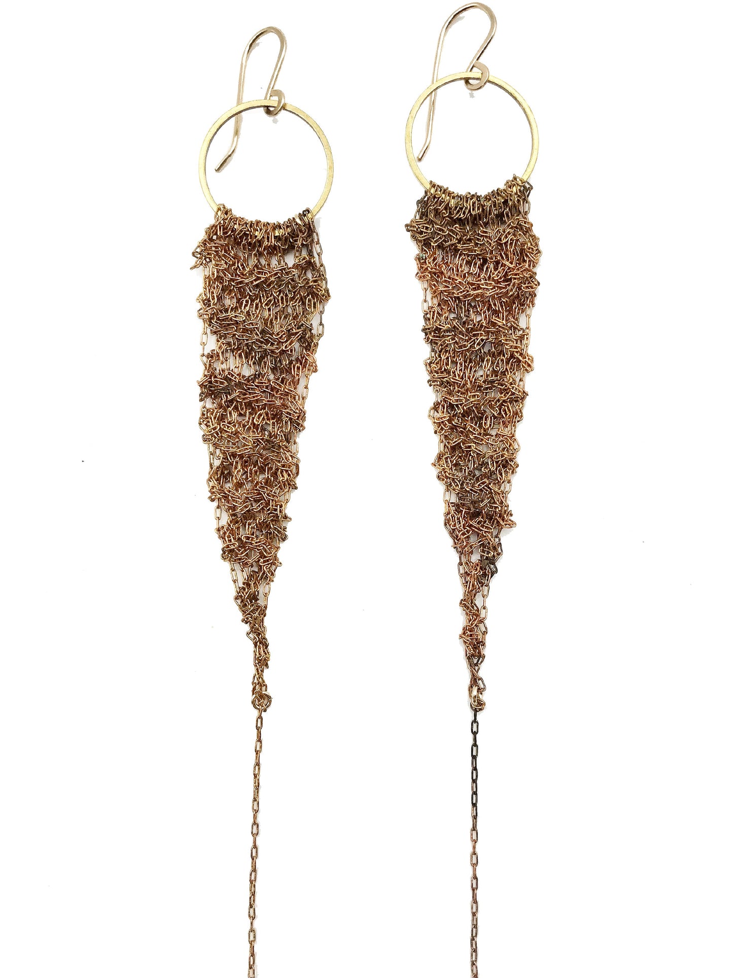 Earrings: Crochet drops: copper: medium