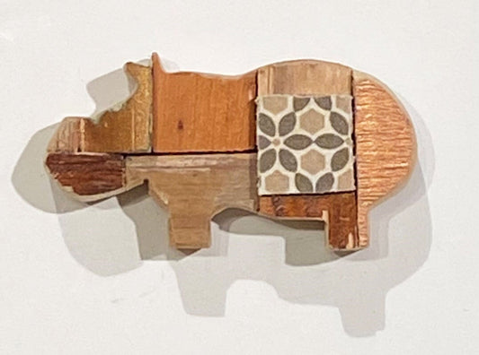 Hippo Wood Ornament (min. 3)