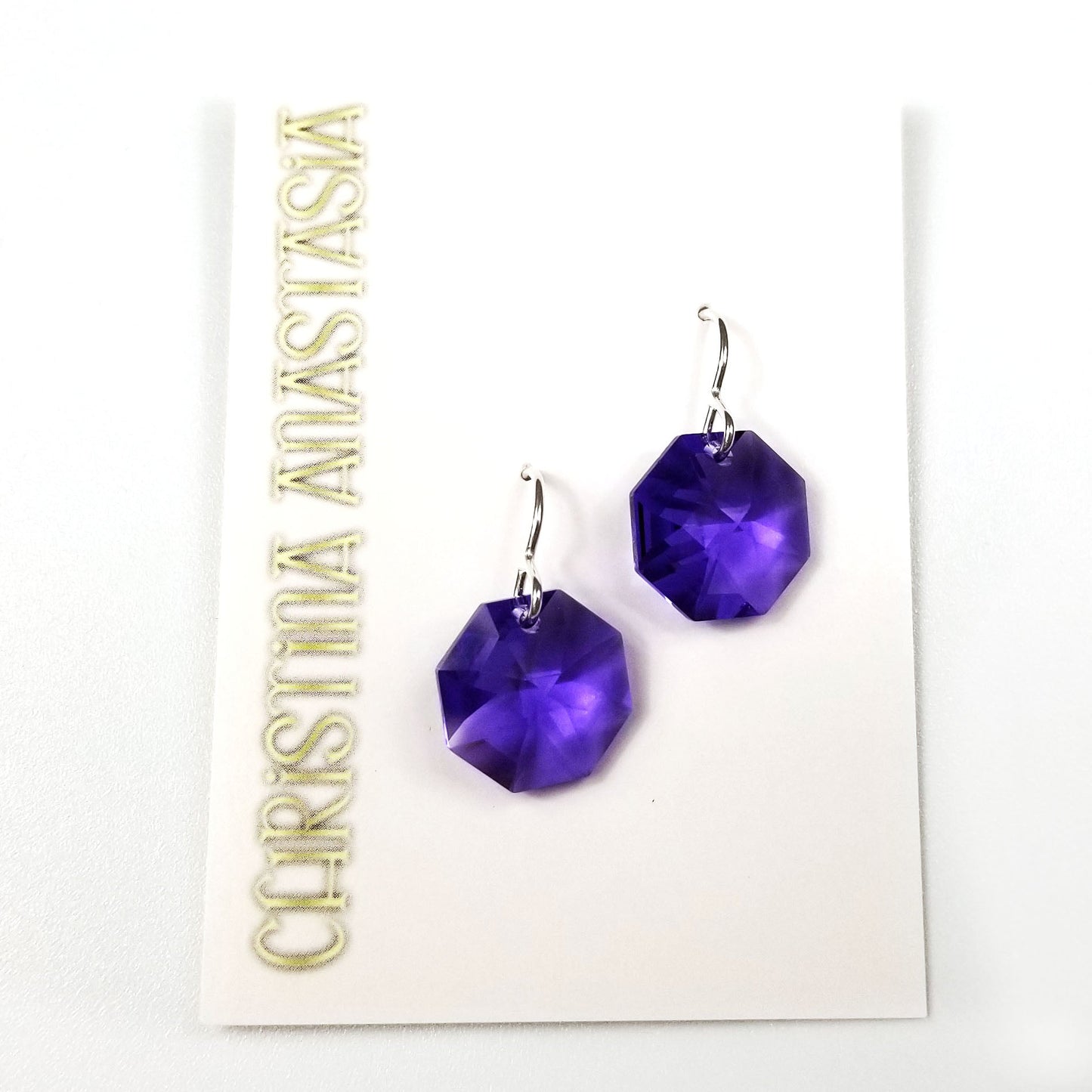 Earrings: Moon: Purple: Sterling Silver Hook (Qty. 1 Pair)